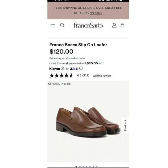 FRANCO SARTO Bocca Brown 90s Inspo Style Slip-on Loafer SIZE 7 NWOB $120 Retail - Picture 1 of 11